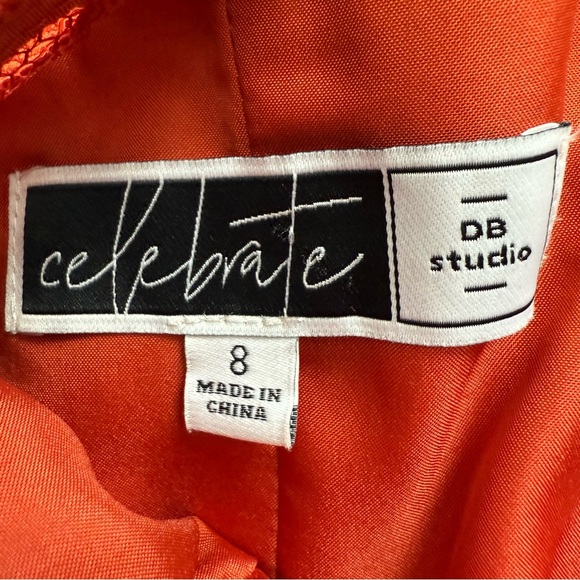 David's Bridal floor length burnt orange lace overlay dress with side slit sz 8 - Picture 9 of 14